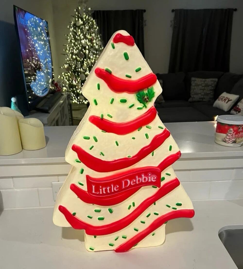 Little Debbie Lighted Blow Mold Decor Christmas Tree Cake 22 inch New